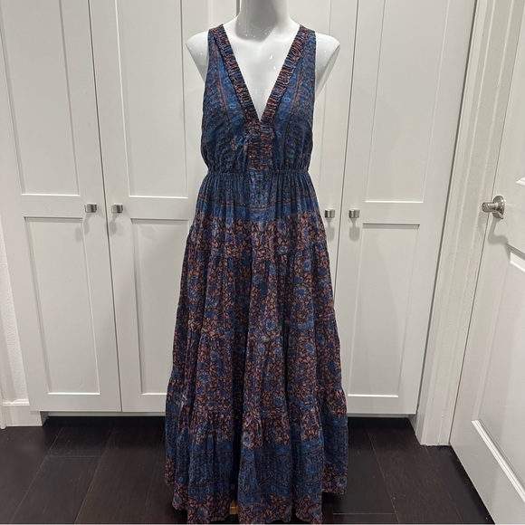 Free People Blue and Purple Sleeveless Halter Maxi Sundress for Resort Wear - Picture 4 of 7